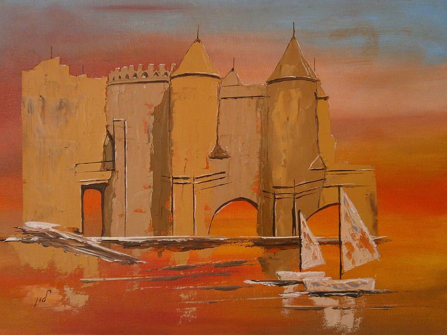 Abstract Painting - abstract skyline Castle by Maria Woithofer