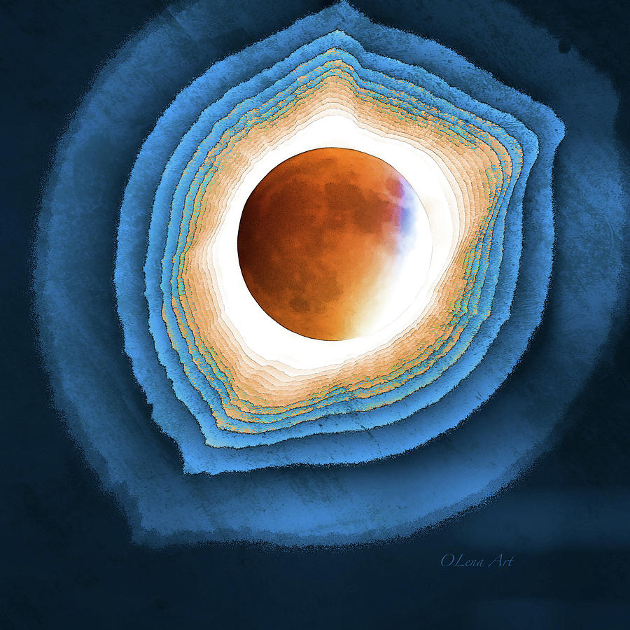 Abstract Solar Eclipse Digital Art by Lena Owens - OLena Art Vibrant Palette Knife and Graphic Design