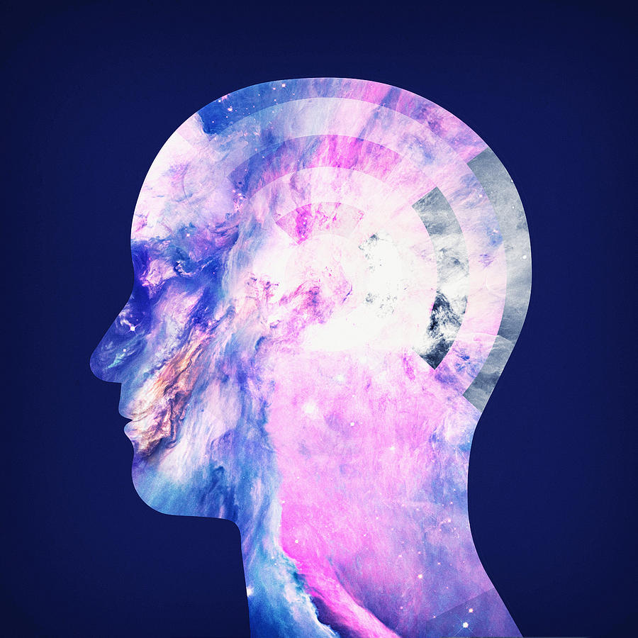Abstract Space Universe  Galaxy Face Silhouette Digital Art