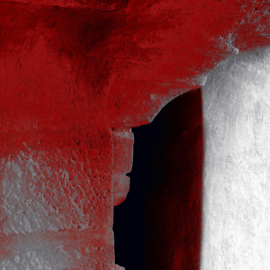 Abstract Square Red Black White Grey Textured Window Alcove 2a Photograph by Sue Jacobi