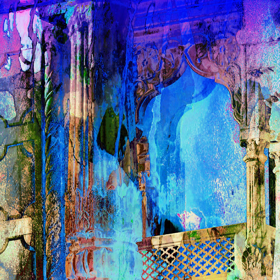 Abstract Square Turquoise Blue Exotic Travel Window India 1j Photograph by Sue Jacobi
