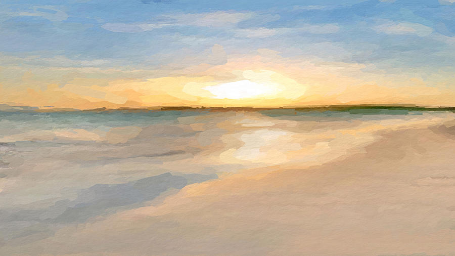 Abstract Sun Rise Over Beach Mixed Media by Anthony Fishburne
