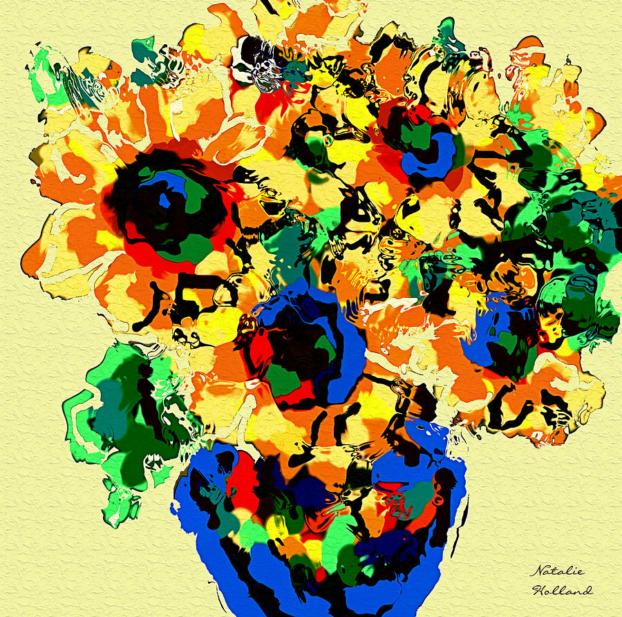 Abstract Sunflower Bouquet Digital Art by Natalie Holland