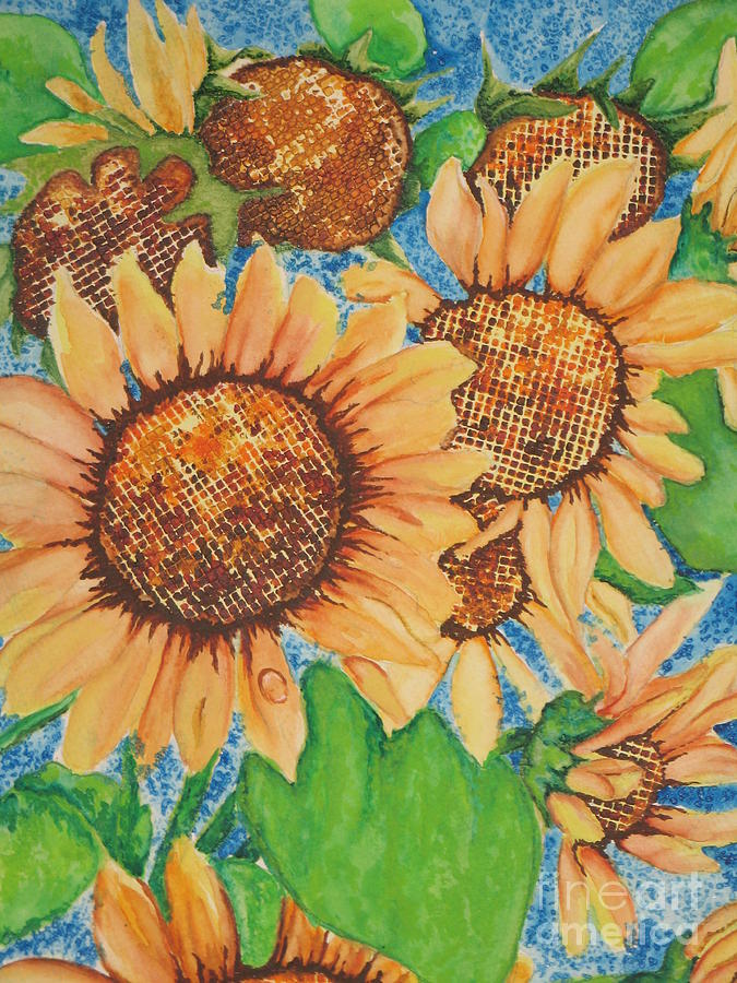 Abstract Sunflowers Painting by Chrisann Ellis