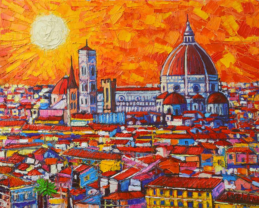 Michelangelo Painting - Abstract Sunset Over Duomo In Florence Italy by Ana Maria Edulescu