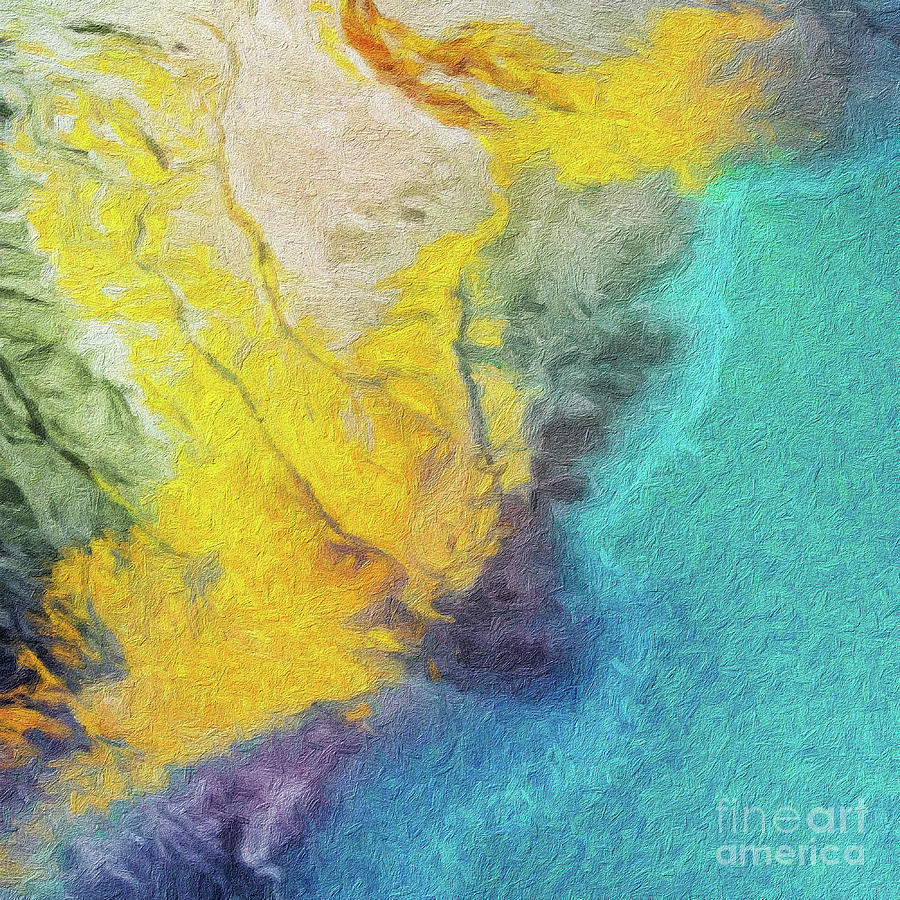 Abstract Digital Art - Abstract textured artwork in yellow and aqua pastel colors by Amy Cicconi