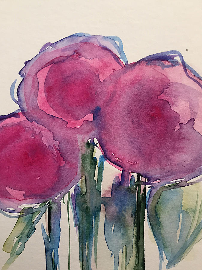 Abstract Three Flowers Painting by Britta Zehm