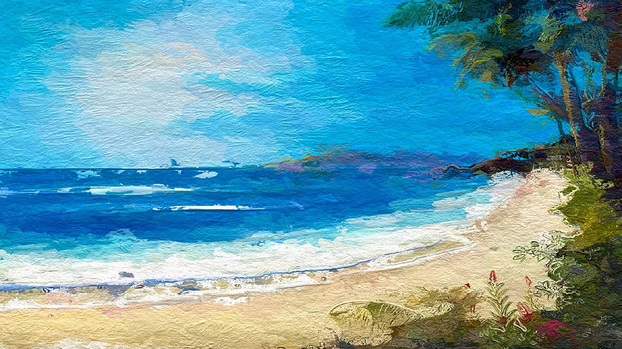 Abstract tropical beach Mixed Media by Anthony Fishburne
