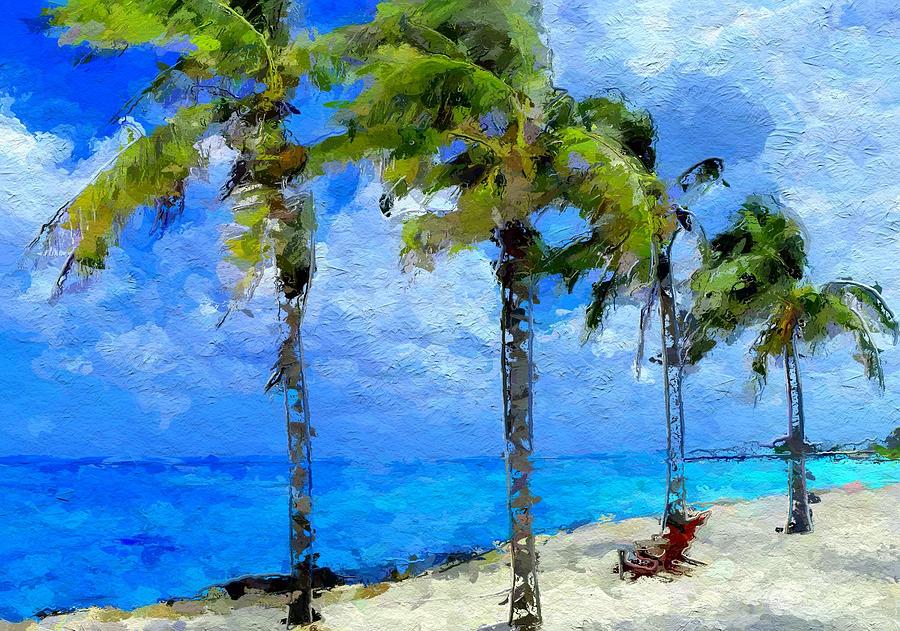 Abstract tropical Palm beach Digital Art by Anthony Fishburne