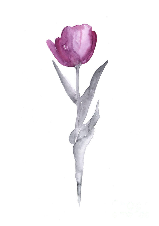 Tulip Painting - Abstract tulip flower watercolor painting by Joanna Szmerdt