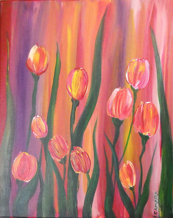 Abstract Tulips Painting by Kathie Camara