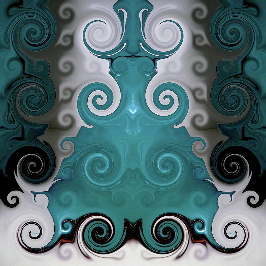 Abstract Turquoise Boot Vase Digital Art by Kathy K McClellan