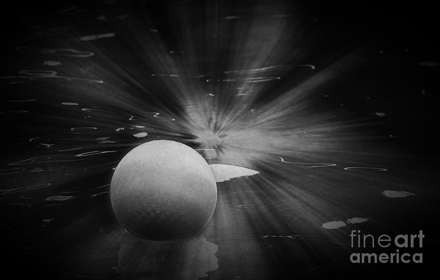 Abstract Unknown Planet in Black and White Mixed Media by Sherry Hallemeier
