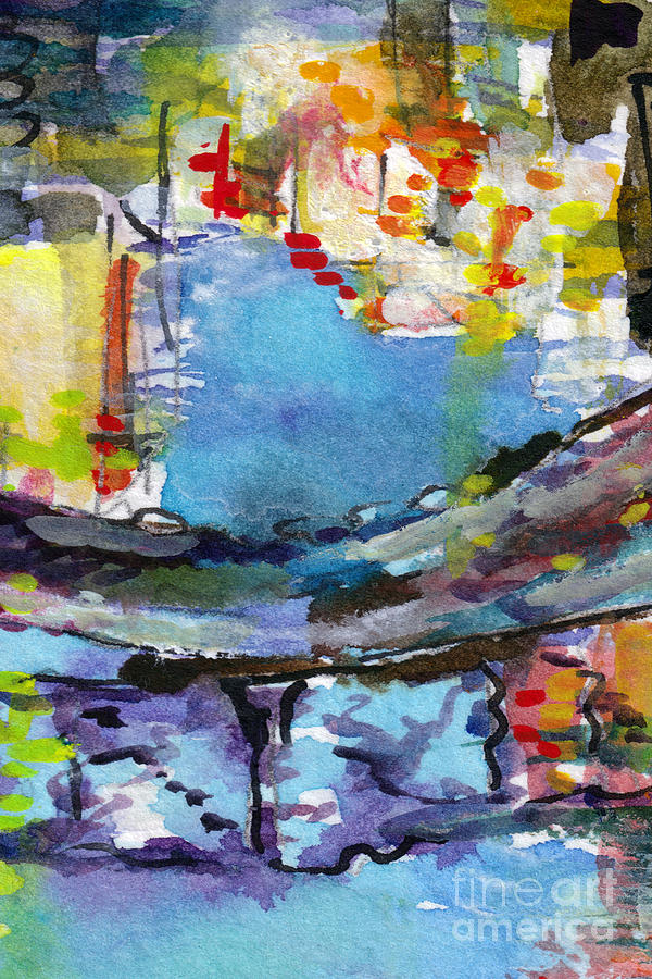 Abstract Venice Reflections Watercolor Painting by Ginette Callaway