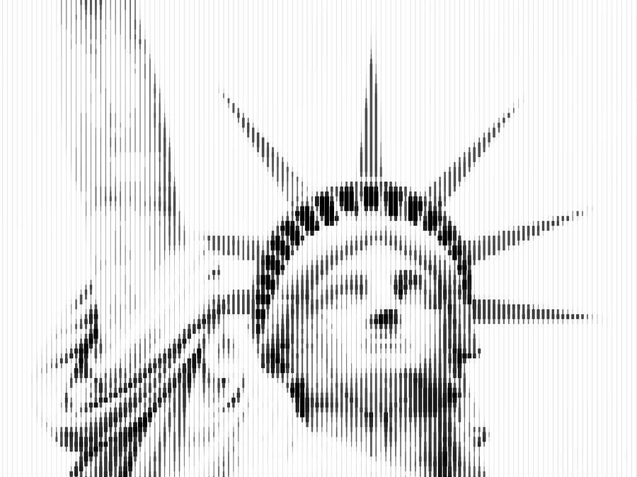 Abstract Vertical Line Statue of Liberty Painting by Celestial Images ...