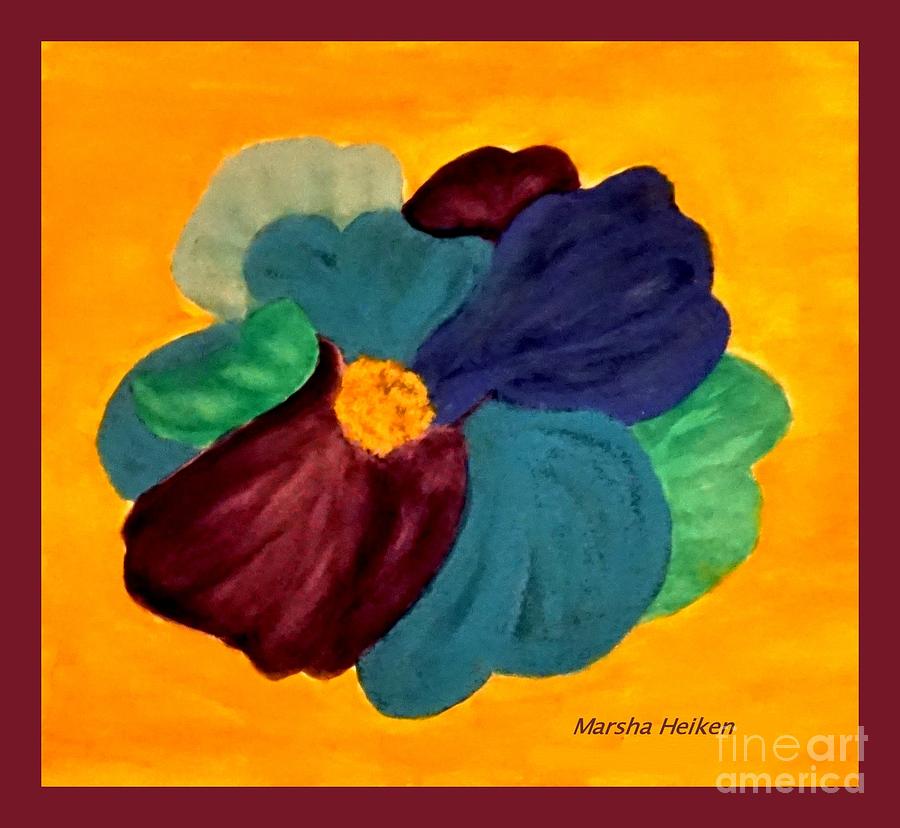 Abstract Mixed Media - Abstract Watercolor and Pastel Flower by Marsha Heiken