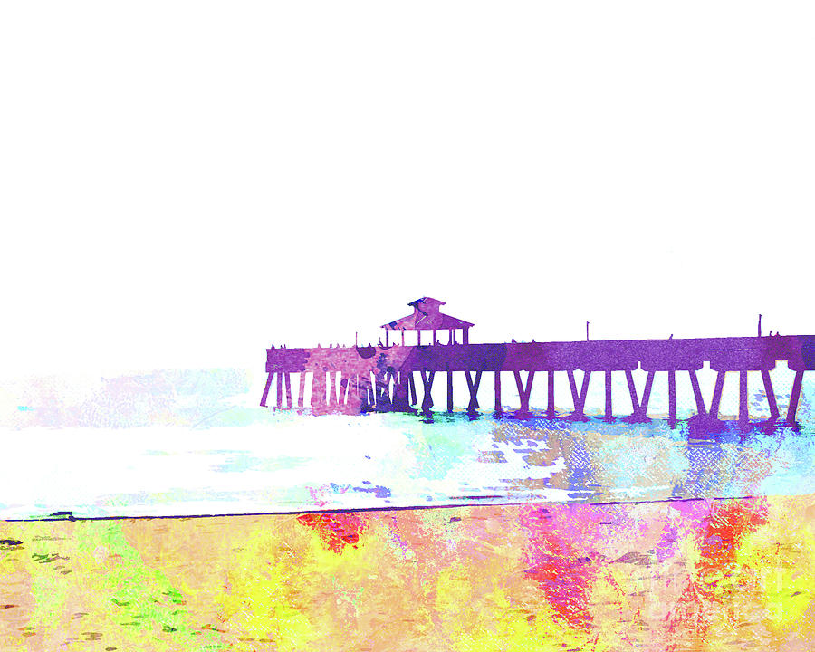 Abstract Watercolor - Pier At Dusk Mixed Media by Chris Andruskiewicz