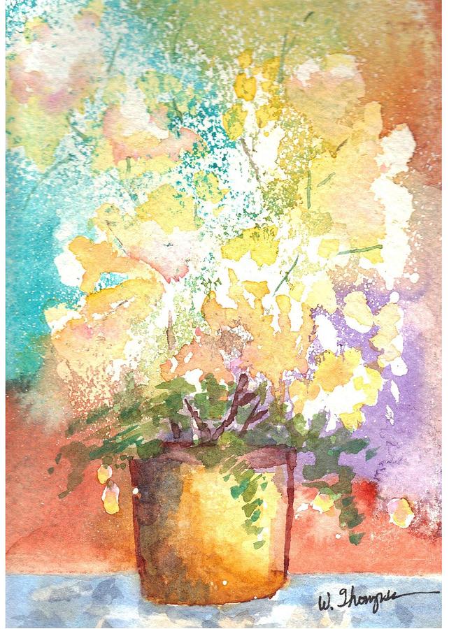 Abstract White Flowers Painting by Warren Thompson
