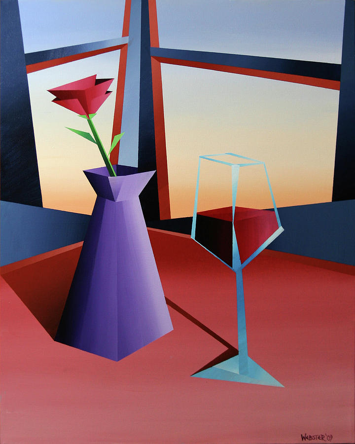 Abstract Wine at Sunset 1 Painting by Mark Webster