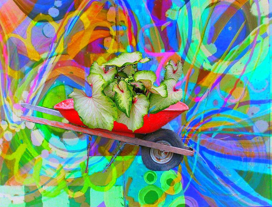 Abstract Painting - Abstract With Caladiums by Sandie Smith