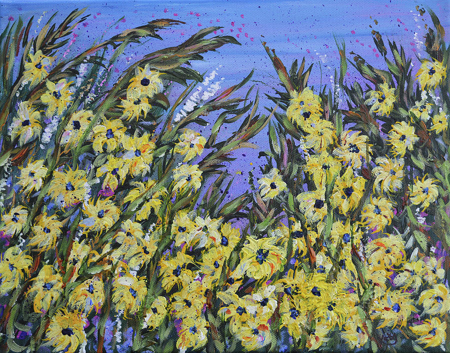 Abstract Yellow Flowers Finding Susan Painting By Kathy Symonds Fine   Abstract Yellow Flowers Finding Susan Kathy Symonds 