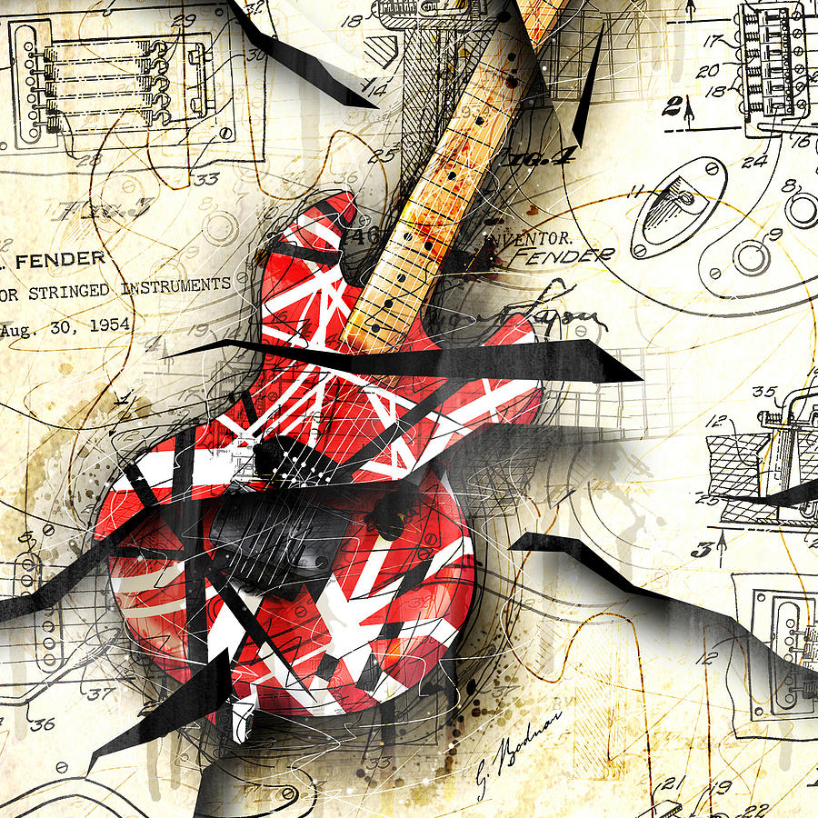 Van Halen Digital Art - Abstracta 35 Eddies Guitar by Gary Bodnar