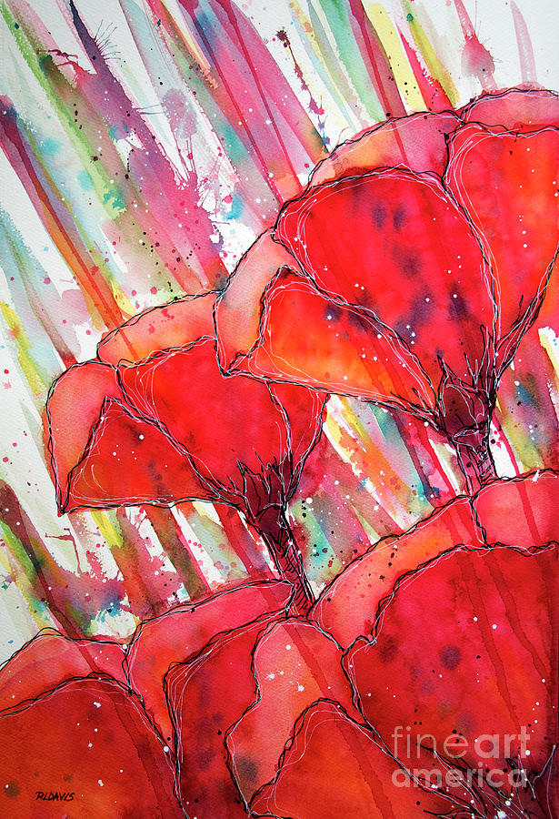 Abstracted Poppies No.2 Painting by Rebecca Davis