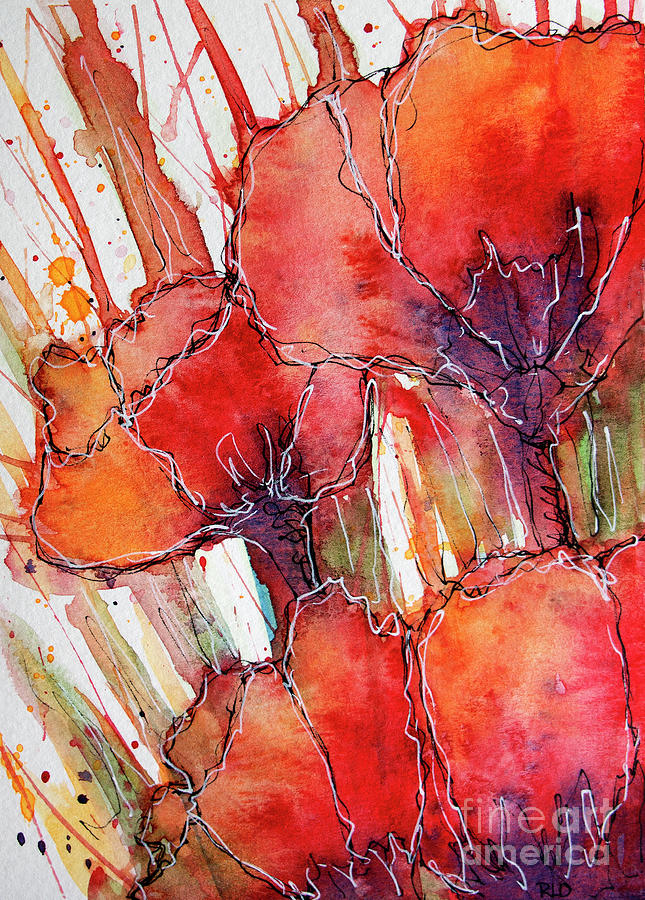 Abstracted Poppies Painting by Rebecca Davis