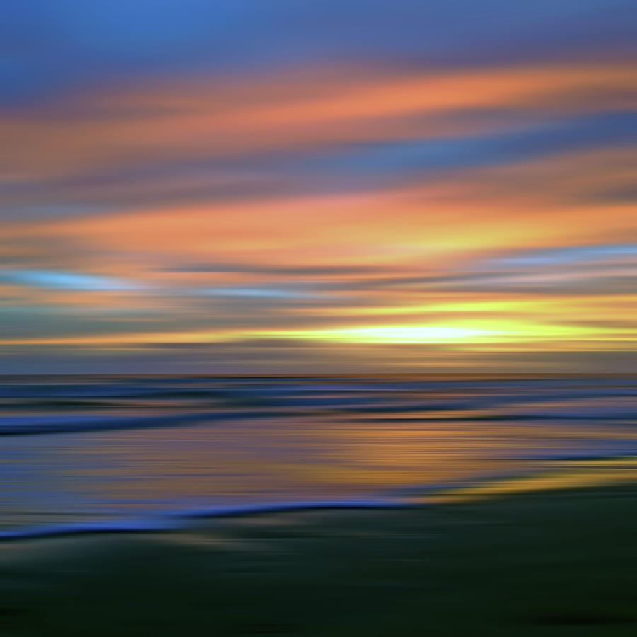 Blue Photograph - Abstract Sunset Illusions - Blue And Gold by Joann Vitali