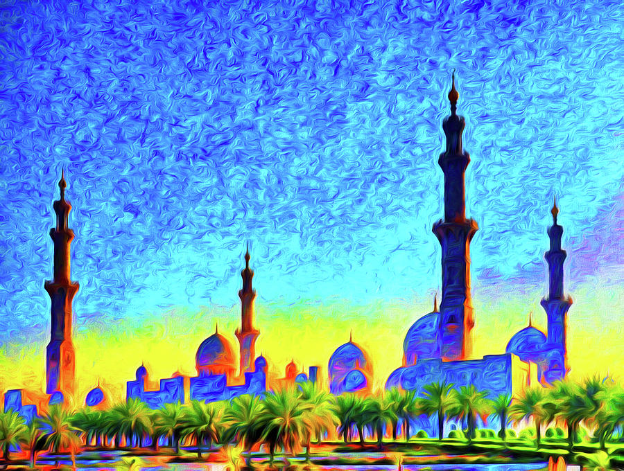 Abu Dhabi Grand Mosque Digital Art by Dennis Cox