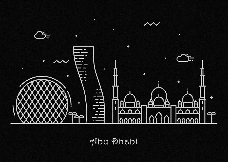 Abu Dhabi Skyline Travel Poster Painting by Inspirowl Design