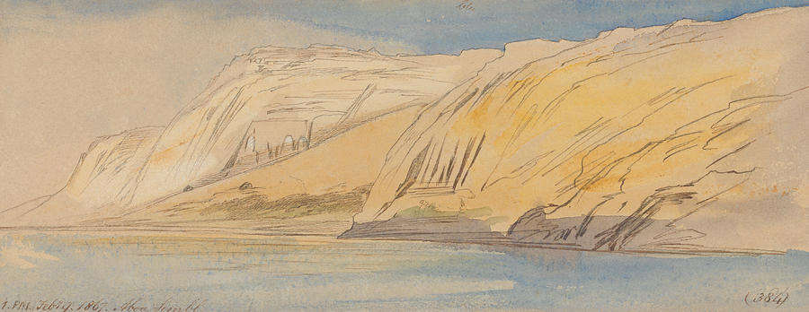 Abu Simbel, 1 pm, 9 February 1867 Drawing by Edward Lear