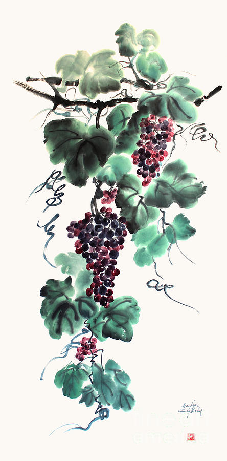 Abundant Grapes Painting by Nadja Van Ghelue