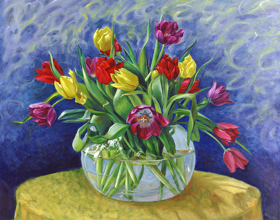Abundant Tulips Painting by Nancy Tilles