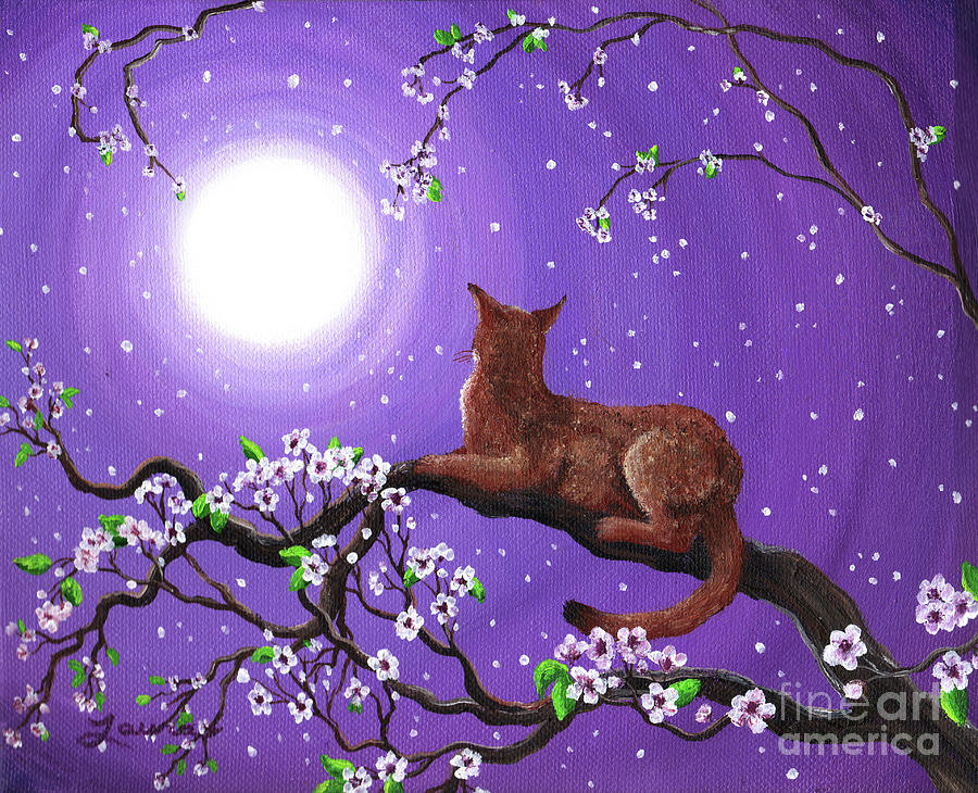 Abyssinian in Amethyst Moonlight Painting by Laura Iverson