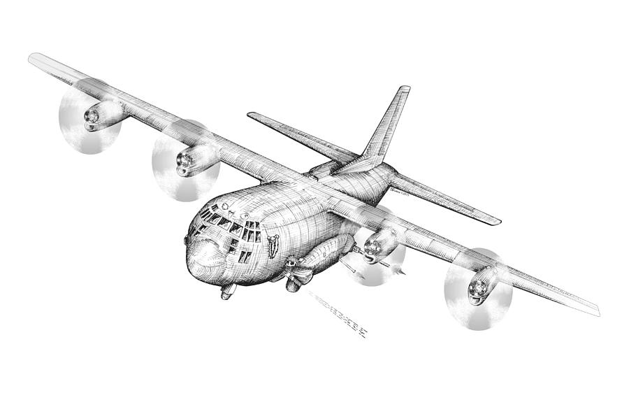 Ac-130 Drawing - Ac-130 by Dennis Bivens