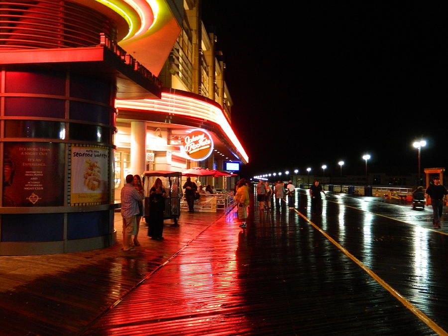 Atlantic City Boardwalk At Night Photograph by Arlane Crump