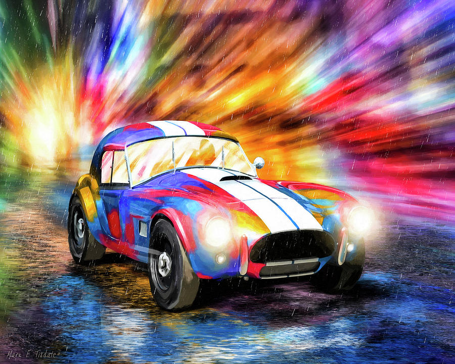 Shelby Cobra Roadster In The Rain Mixed Media by Mark Tisdale