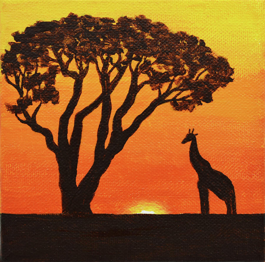 Acacia And Giraffe Painting