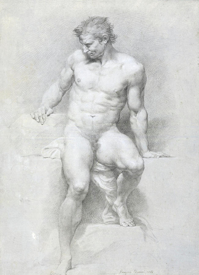 Academic Nude Drawing by Pompeo Batoni Academic Nude Drawing by Pompeo Batoni