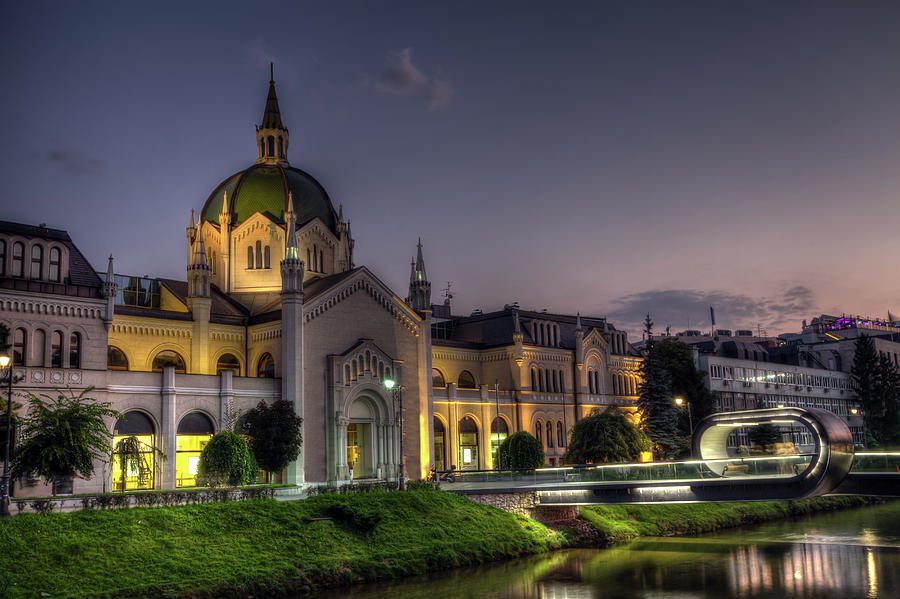 Academy of Fine Arts, Sarajevo, Bosnia and Herzegovina at the night time Photograph by Elenarts - Elena Duvernay photo
