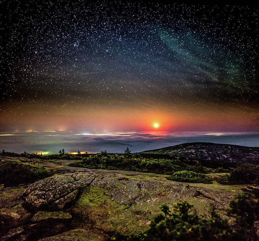 Acadia Foggy Moon Photograph by Brent L Ander