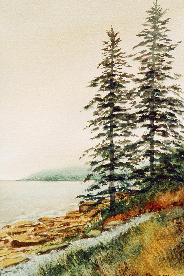 Acadia Mist, Acadia Natl Park, ME Painting by Elaine Farmer