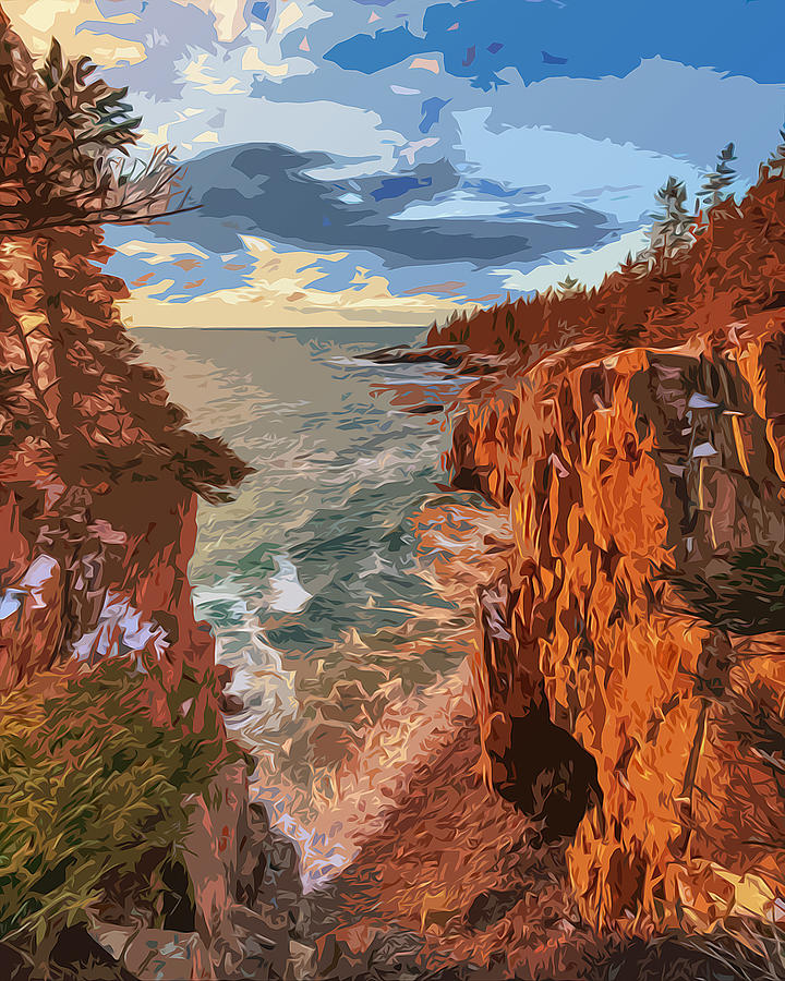 Acadia National Park at Maine Painting by AM FineArtPrints