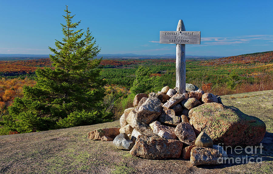 Summit marker, Acadia National Park, Maine, USA Photograph by Kevin Shields
