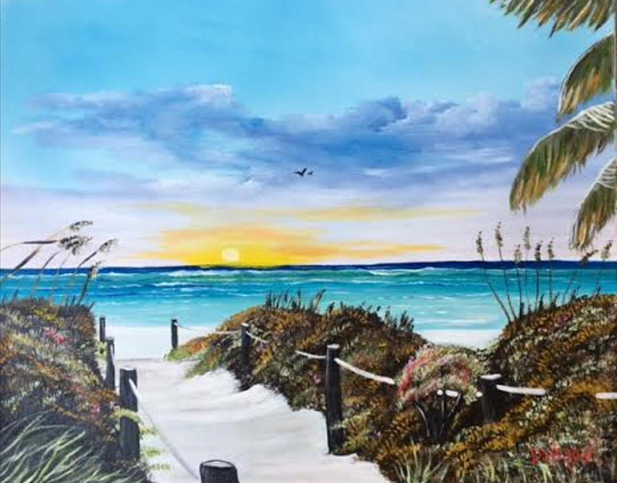 Access The Siesta Key Sunset Painting by Lloyd Dobson