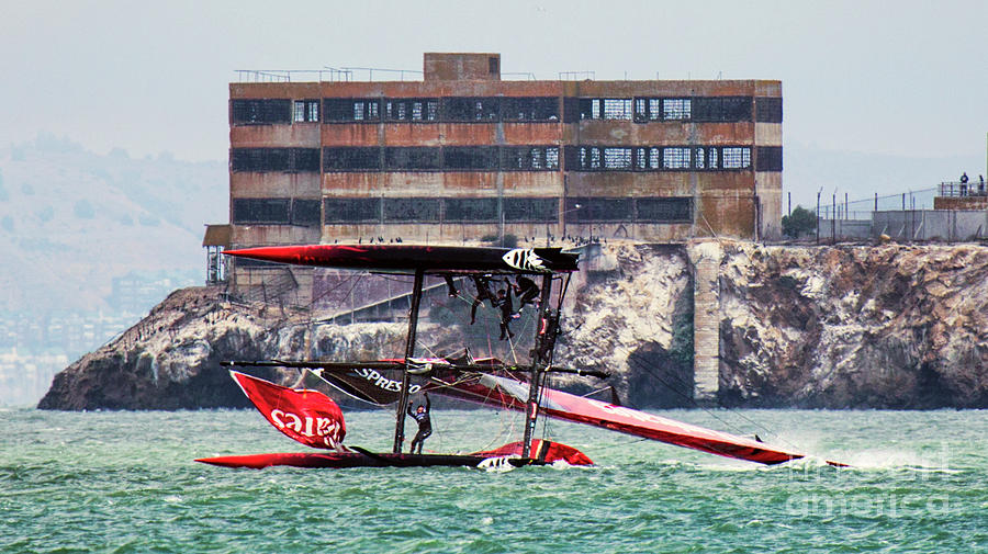 Accident Americas Cup Overturn  Photograph by Chuck Kuhn