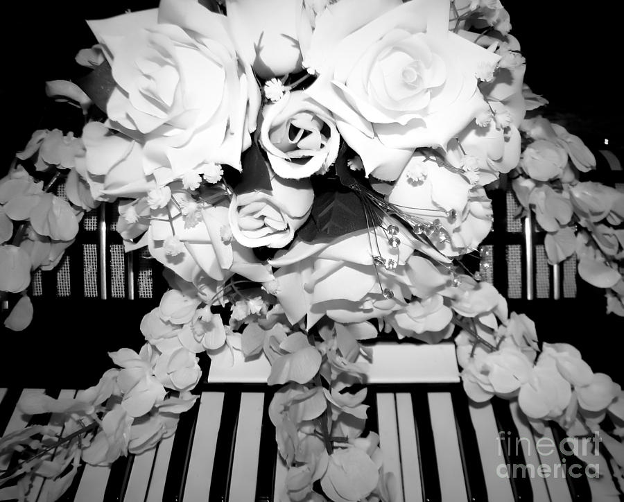 Accordion and Wedding Bouquet Black and White Soft Effect Photograph by Rose Santuci-Sofranko
