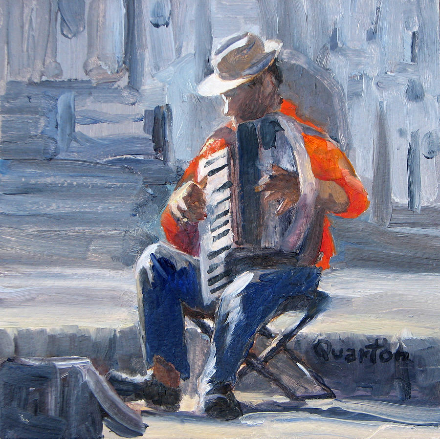 Music Painting - Accordion Man by Lori Quarton