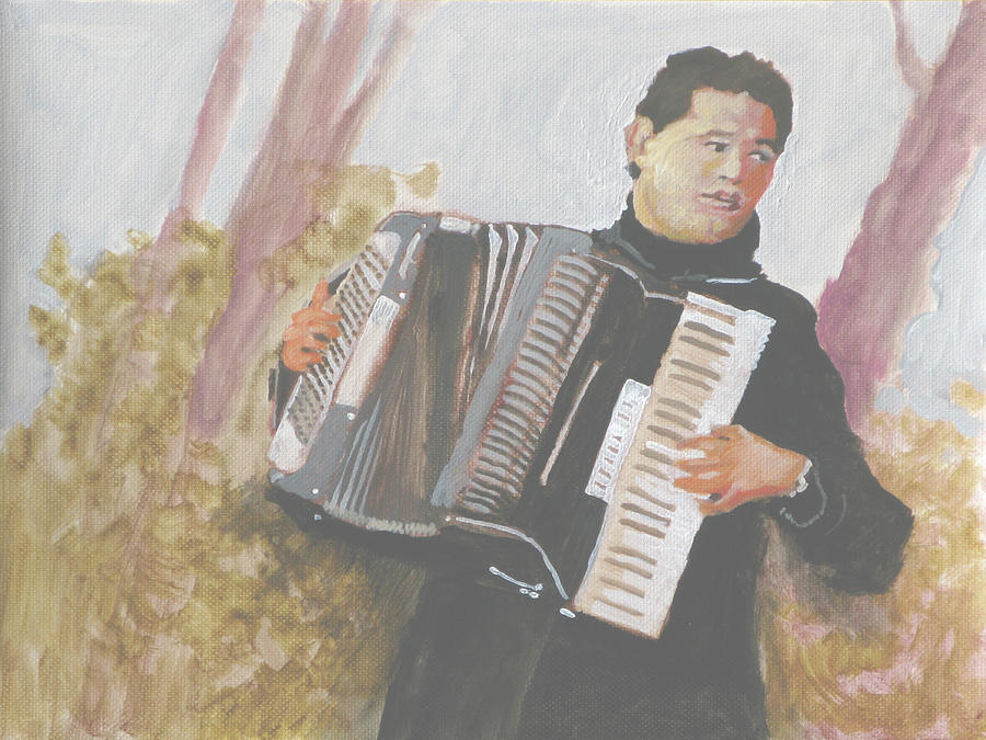 Accordionist Painting by Robert Bissett